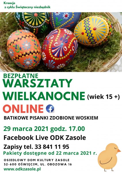 Warsztaty Wielkanocne online - Batikowe pisanki zdobione woskiem