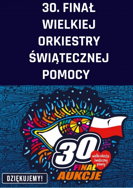 Plakat przedstawiający kolorowe logo 30 edycji WOŚP