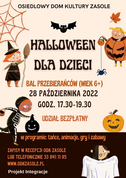 Halloweenowy bal przebierańców (6+) z ODK Zasole!